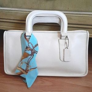 Vintage HTF Coach Pre-creed Slim Satchel in White Leather